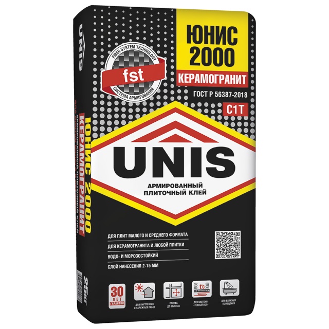 Клей плиточный Юнис2000 25кг( Влагостойкий)